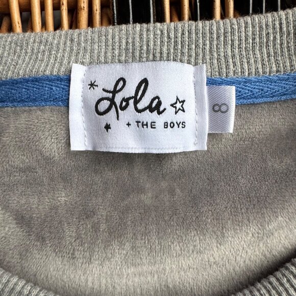LOLA + THE BOYS Sequin Fries Sweatshirt Girls 8 Pink Gold Gray Cozy Girl Sweater - Picture 5 of 6